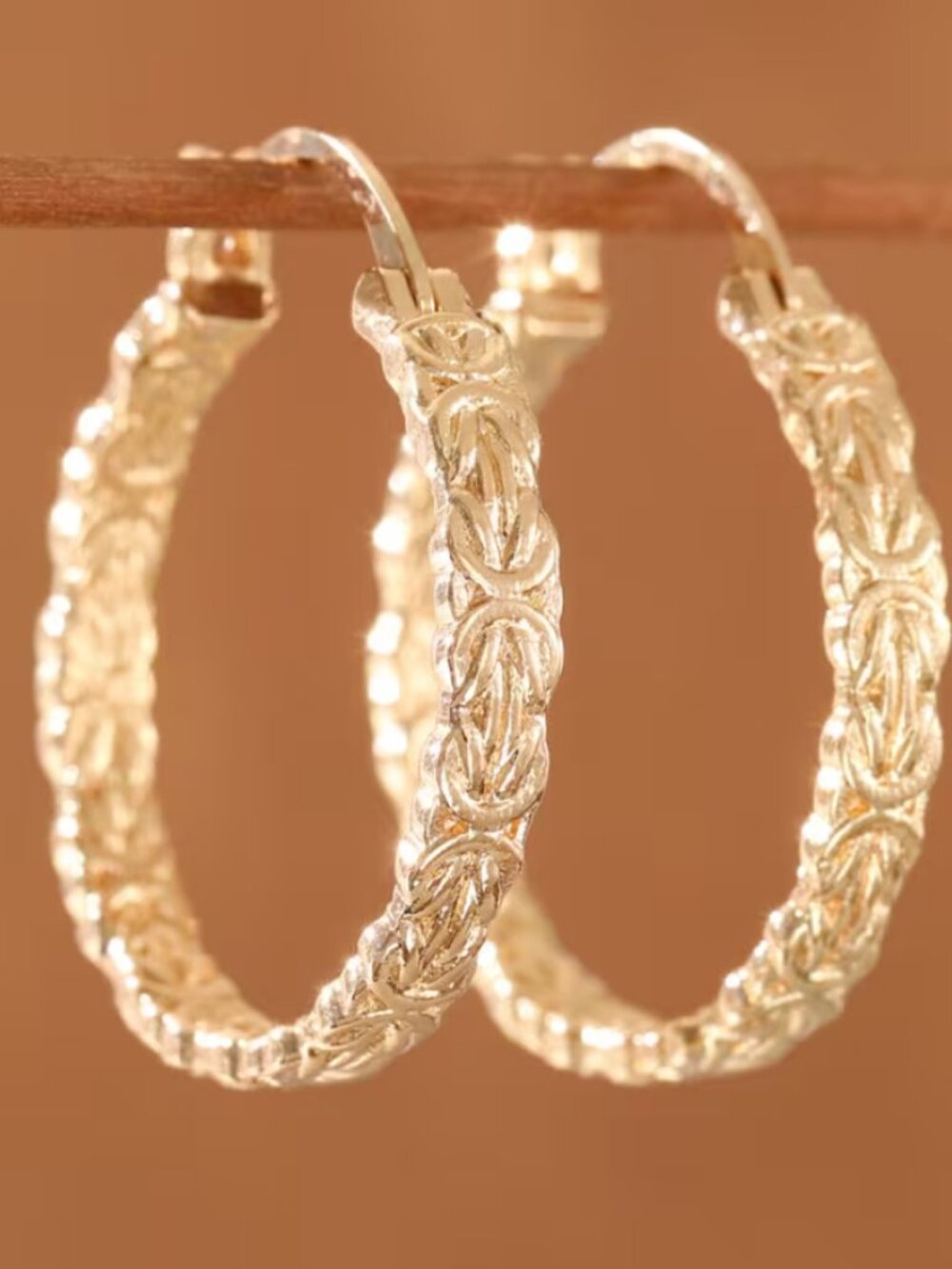 18K Gold Womens Small Etched Hoop Earrings Ladies New 18 K Silver Hoops Jewelry